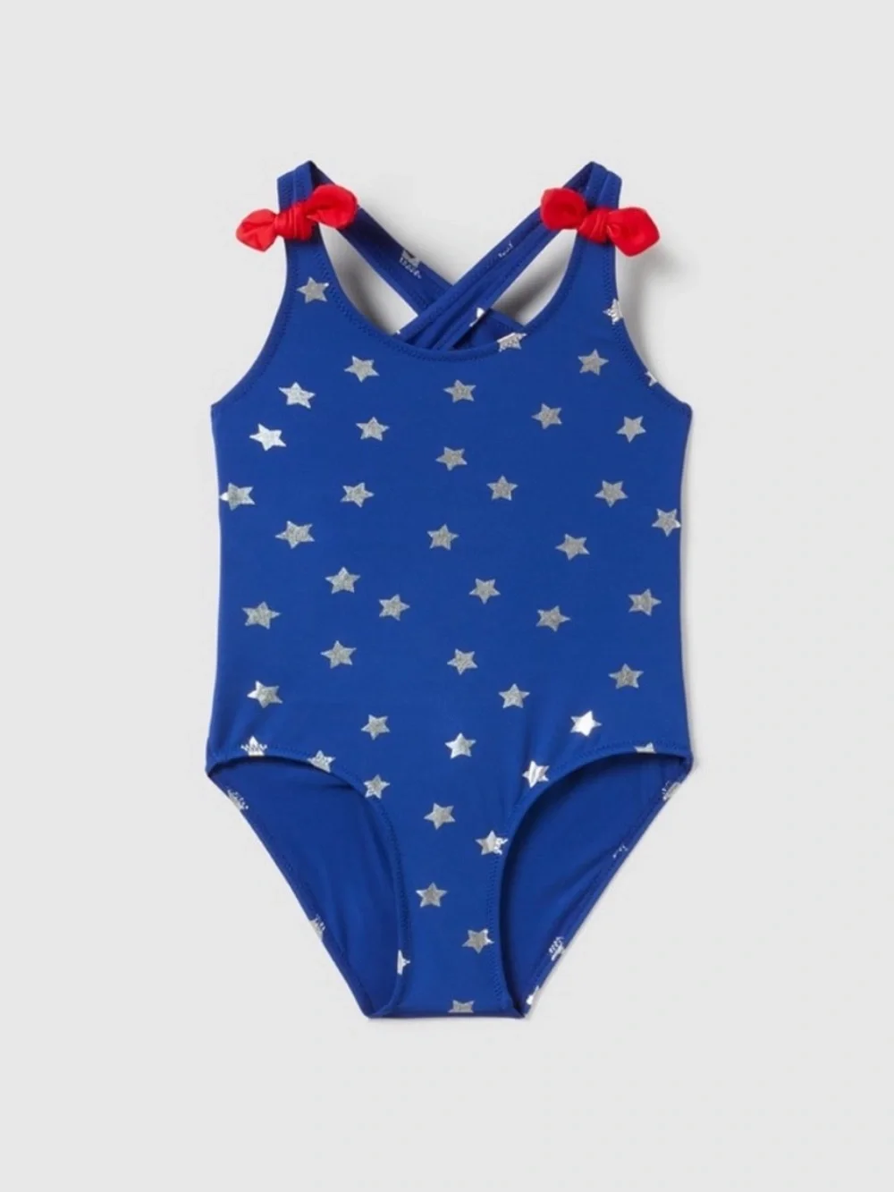 NWOT ZARA Kids Star One-Piece Swimsuit With Red Bow Straps